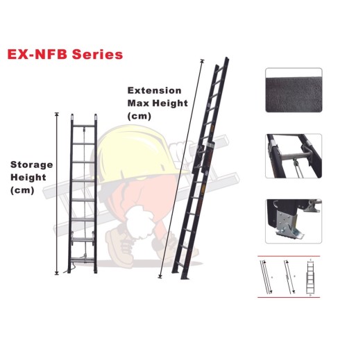 Dr. Ladder EX-NFB08 / EX-NFB10 / EX-NFB12 / EX-NFB14 / EX-NFB16 Fiberglass Extension Ladder