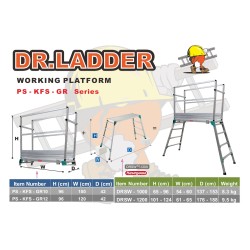 Dr. Ladder DRSW-1000 / DRSW-1200 Working Platform & PS-KFS-GR10 / PS-KFS-GR12 Guardrail